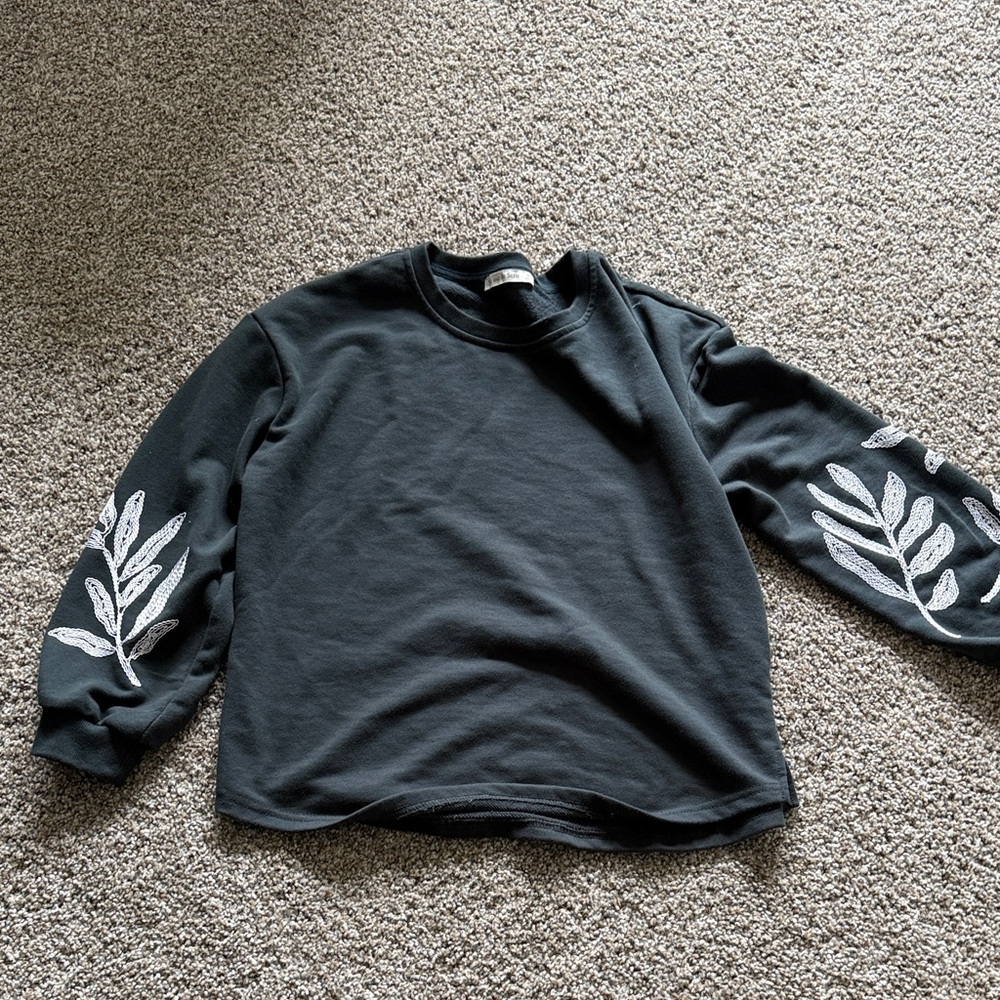 Dark Green Leaf Pattern Sweatshirt - image 1